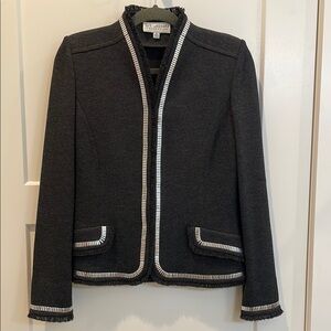 St. John Dark Gray Jacket with Metal Trim - 6